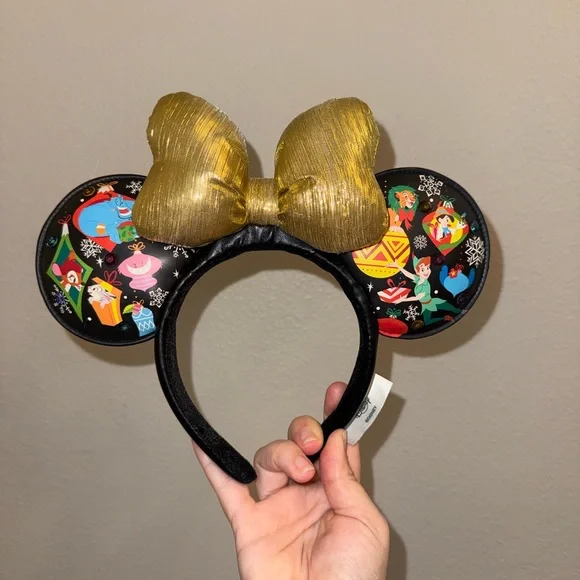 Disney Parks Christmas Holiday Light-Up USB Minnie Golden Bow Ear Headband 🖤 - Picture 6 of 7